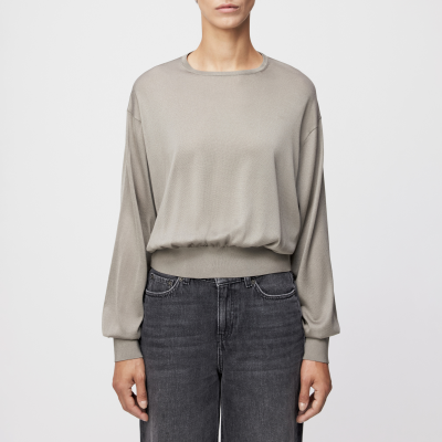 DRYKORN TALOMINA Pullover mit Ballonärmeln in Luxus-Textur beige XS