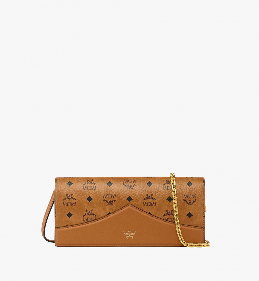 MCM Diamond Clutch in Visetos-Leder-Mix Damen COGNAC