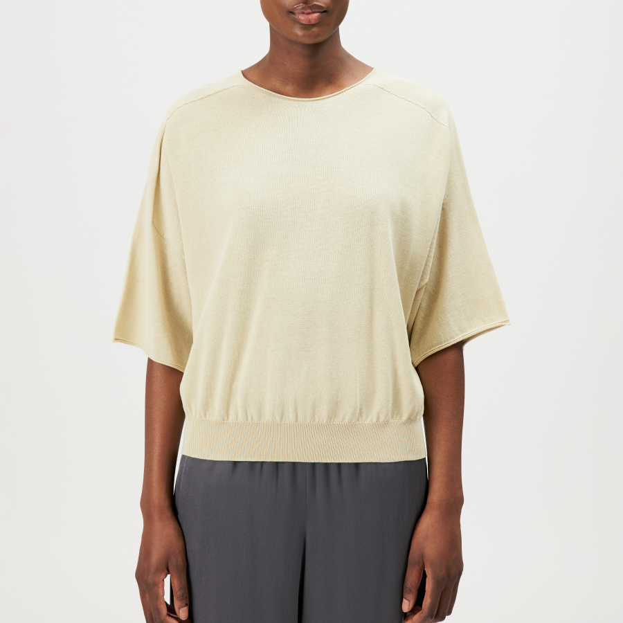 DRYKORN DILARY Lässiges Strick-T-Shirt in Baumwoll-Crêpe gelb XS