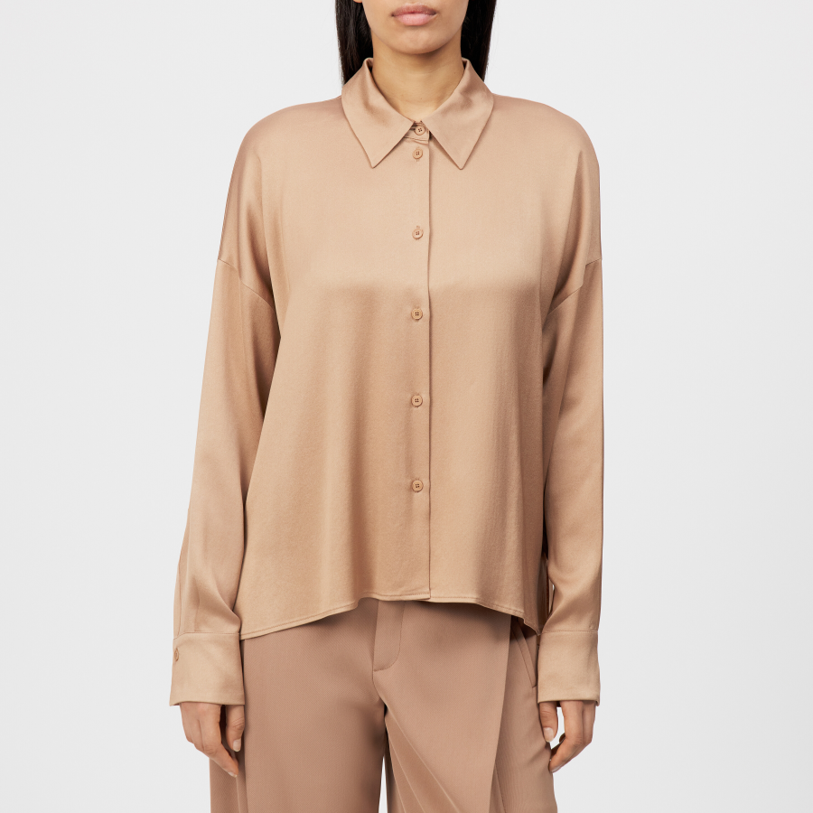 DRYKORN CLOELIA Klassische Hemdbluse in Satin orange 1
