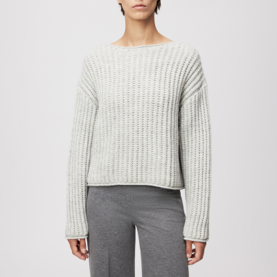 DRYKORN IMENY Verkürzter Pullover in Woll-Alpakamix grau XS