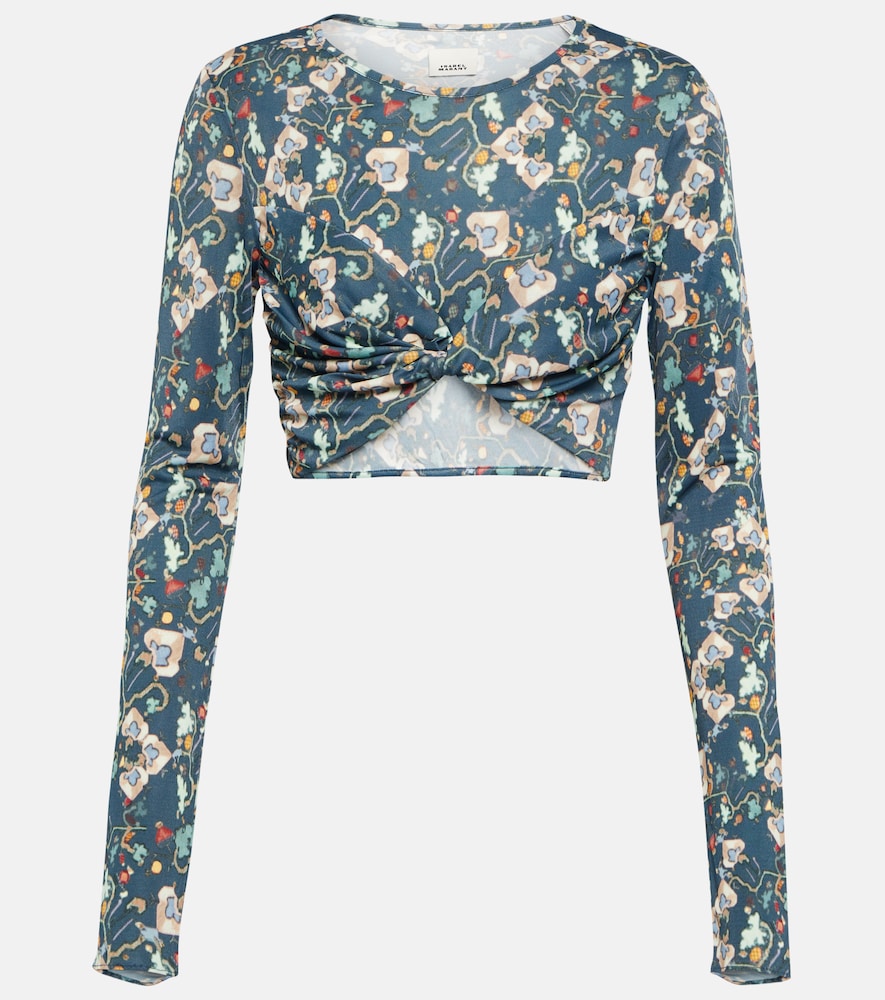 Isabel Marant Bedrucktes Cropped-Top Jinea aus Jersey, Damen, DE 32 Grün