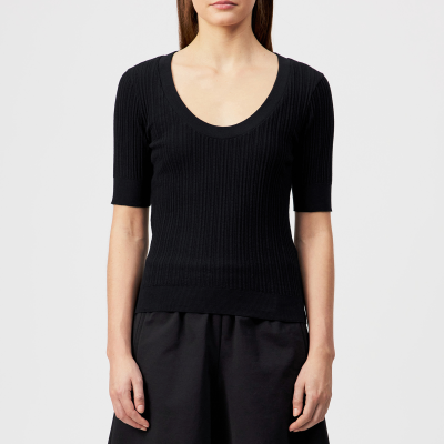 DRYKORN LIRALLA Slim Fit T-Shirt in reiner Baumwolle mit Ajourstruktur schwarz XS