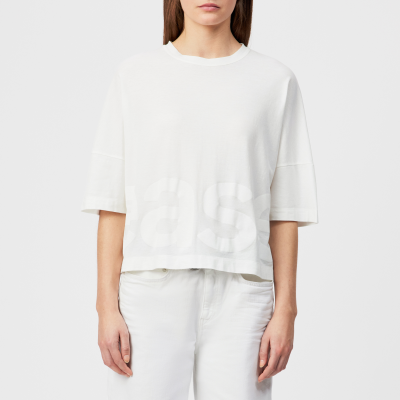 DRYKORN KUSIA-P11 Cropped T-Shirt mit Print in Jersey off_weiß XS