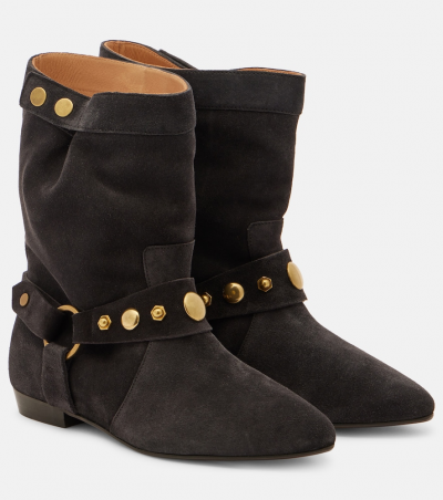 Isabel Marant Ankle Boots Stania aus Veloursleder, Damen, EU 35 Schwarz