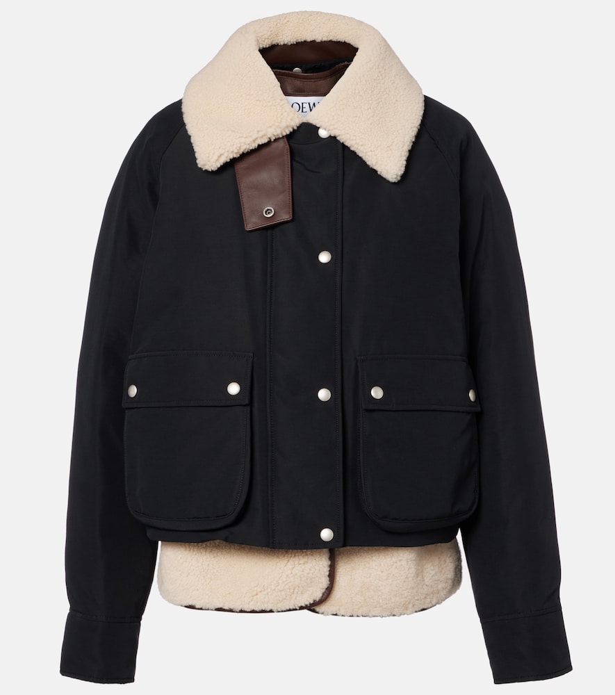 Loewe Jacke aus einem Baumwollgemisch mit Shearling, Damen, S Schwarz