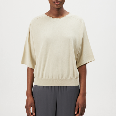 DRYKORN DILARY Lässiges Strick-T-Shirt in Baumwoll-Crêpe gelb XS