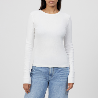 DRYKORN NURIT Schmales Longsleeve in Baumwoll-Rippe weiß XS