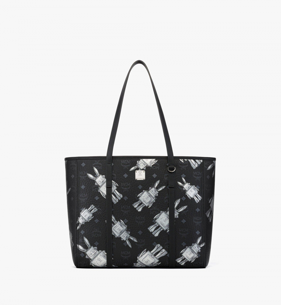 MCM Toni Shopper mit Reissverschluss oben in Rabot Visetos Damen Schwarz