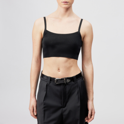 DRYKORN JOSEY Cropped Trägertop in mattem Look schwarz XS