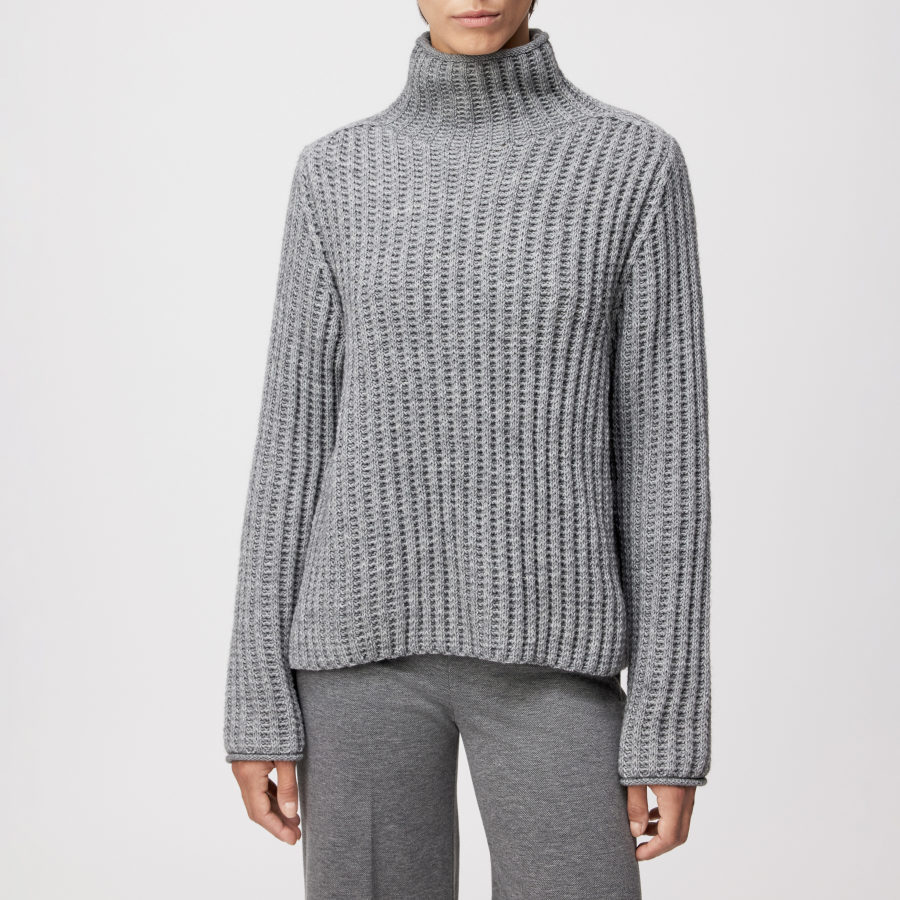 DRYKORN VARISA Rollkragenpullover in Woll-Alpakamix grau XS