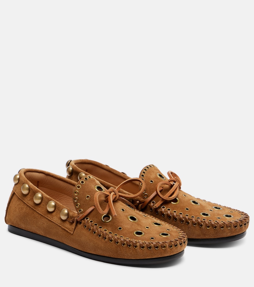 Isabel Marant Verzierte Loafers Fitza aus Veloursleder, Damen, EU 35 Beige