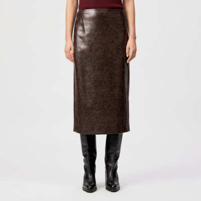 DRYKORN GENTIANA Bleistiftrock in Leder Look rot 25