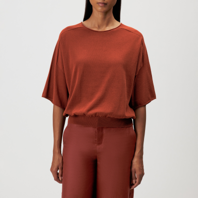 DRYKORN DILARY Lässiges Strick-T-Shirt in Baumwoll-Crêpe rot XS