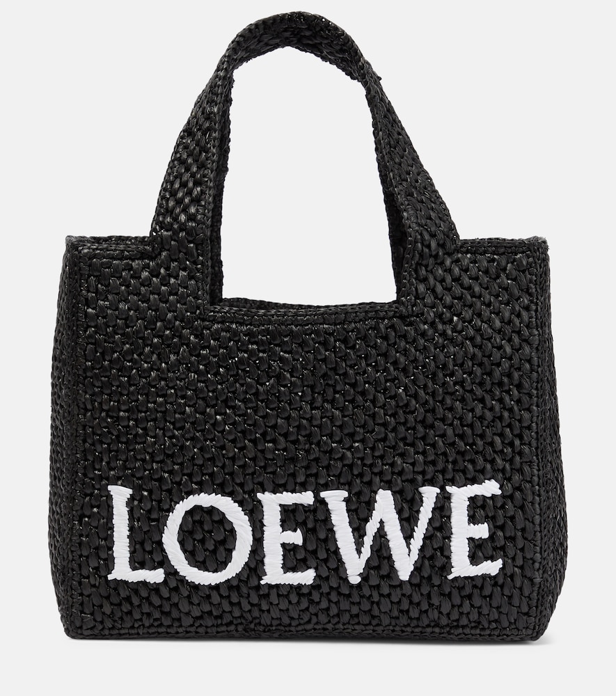 Loewe Paula's Ibiza Henkeltasche Font Small aus Raffiabast, Damen, Eine Größe Schwarz