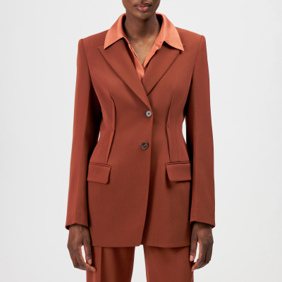 DRYKORN BROCKLEY Taillierter Einreiher Blazer in Techno-Twill rot 1