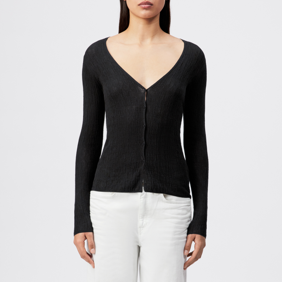 DRYKORN ANIELY Tight Fit V-Neck Cardigan in reiner Baumwolle braun XS