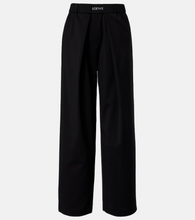 Loewe Gerade Mid-Rise-Hose aus Wolle, Damen, XS Schwarz