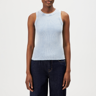 DRYKORN OLINA Tanktop mit Rundhals in gewaschenem Baumwoll-Used-Look blau XS