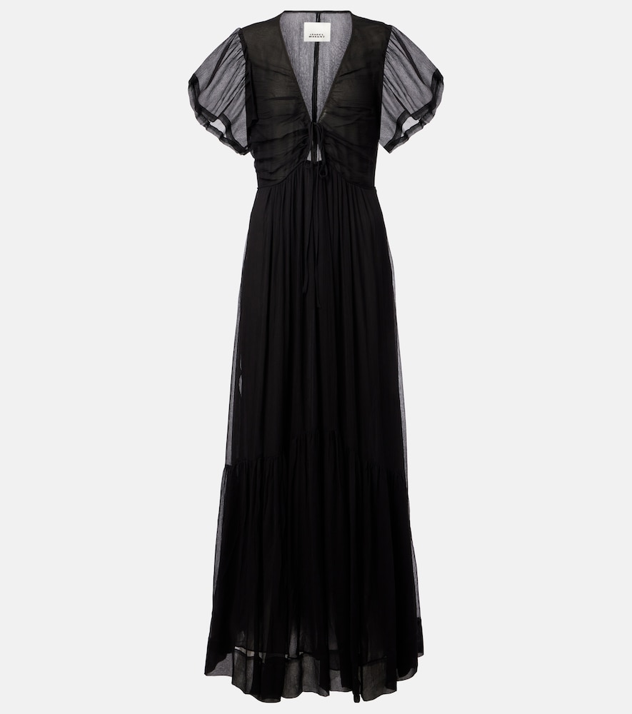 Isabel Marant Maxikleid Agathe aus Seide, Damen, DE 32 Schwarz