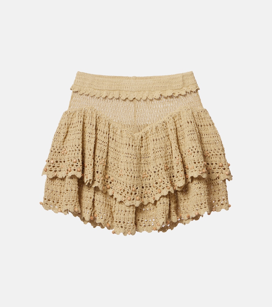 Isabel Marant Verzierte Shorts Olzea aus Häkelstrick, Damen, DE 34 Beige