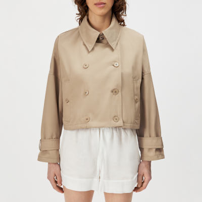 DRYKORN HELSBY Kurzer Oversized Trenchcoat aus technischem Twill braun 1