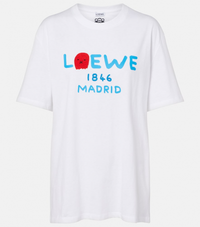 Loewe T-Shirt aus Baumwoll-Jersey, Damen, XS Weiß