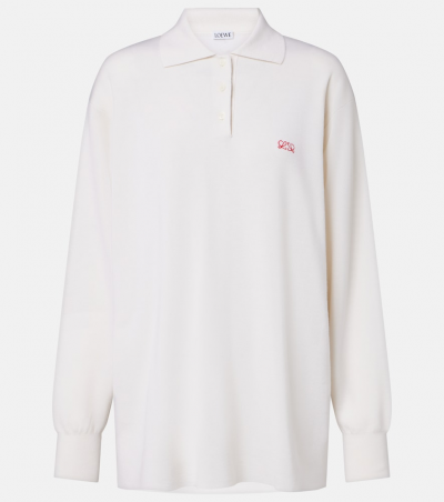 Loewe Polopullover Double L aus einem Kaschmirgemisch, Damen, XS Weiß