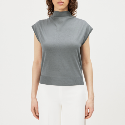 DRYKORN SOLEMNO T-Shirt mit Wasserfallausschnitt in Lyocell-Mix grün XS