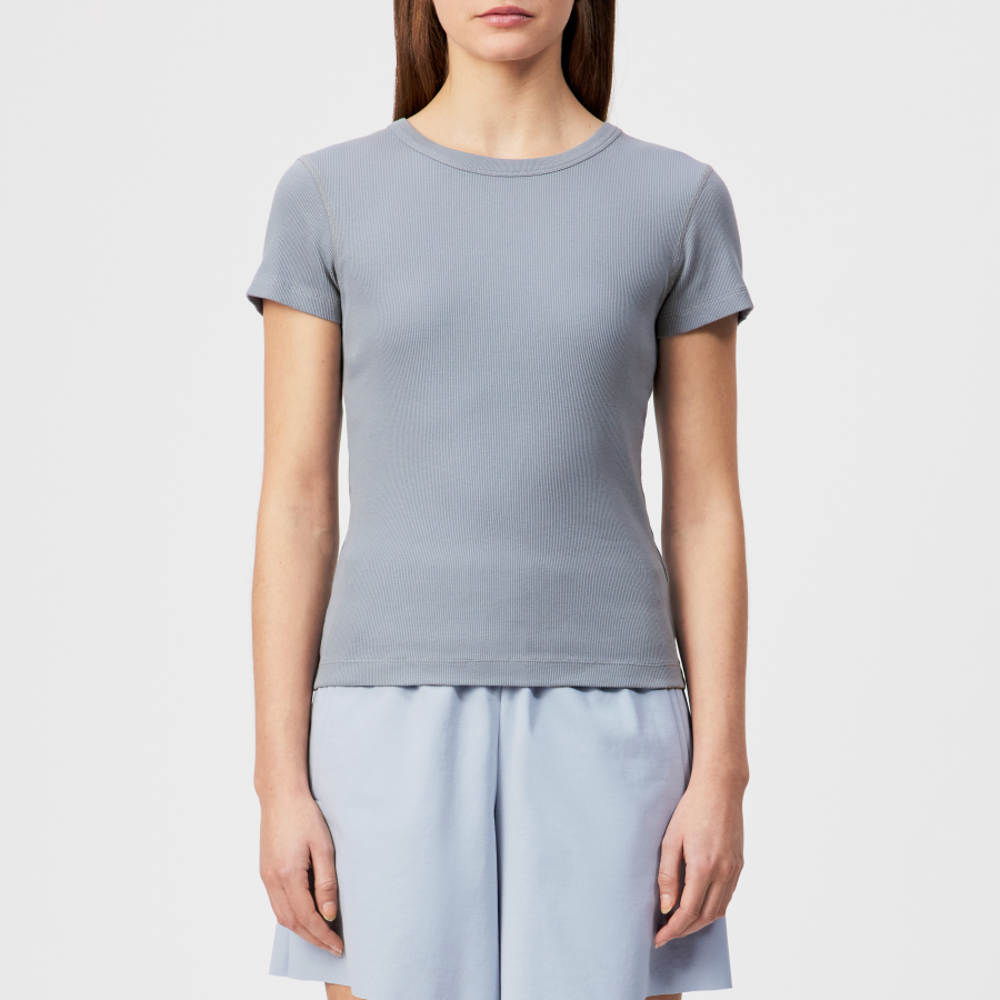 DRYKORN KOALE Schmales T-Shirt in Baumwoll-Rippr blau XS