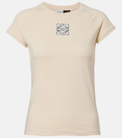Loewe Paula's Ibiza Verziertes T-Shirt aus Baumwoll-Jersey, Damen, XS Beige