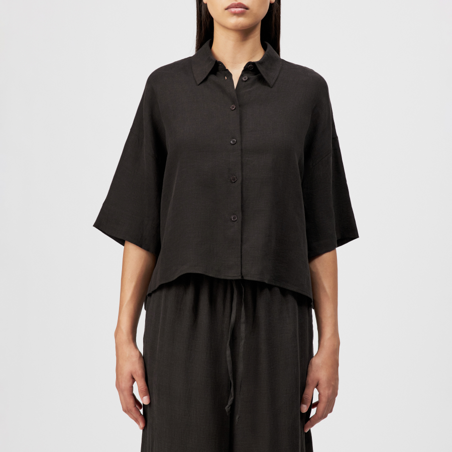 DRYKORN YARIKA Kastige Hemdbluse in Leinen braun 4