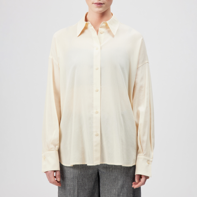 DRYKORN LYNDARA Lässige Hemdbluse in Baumwolle-Viskose-Mix beige 1