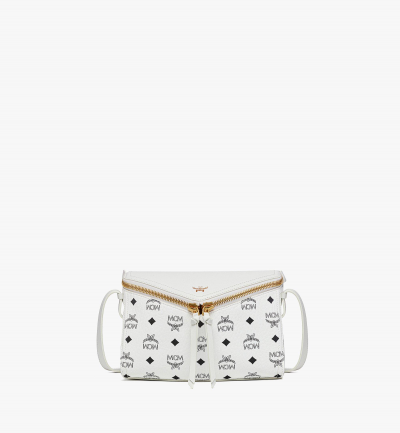 MCM Diamant 3D-Umhängetasche aus Visetos-Leder-Mix Damen WHITE