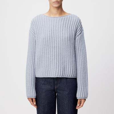 DRYKORN IMENY Verkürzter Pullover in Woll-Alpakamix blau L
