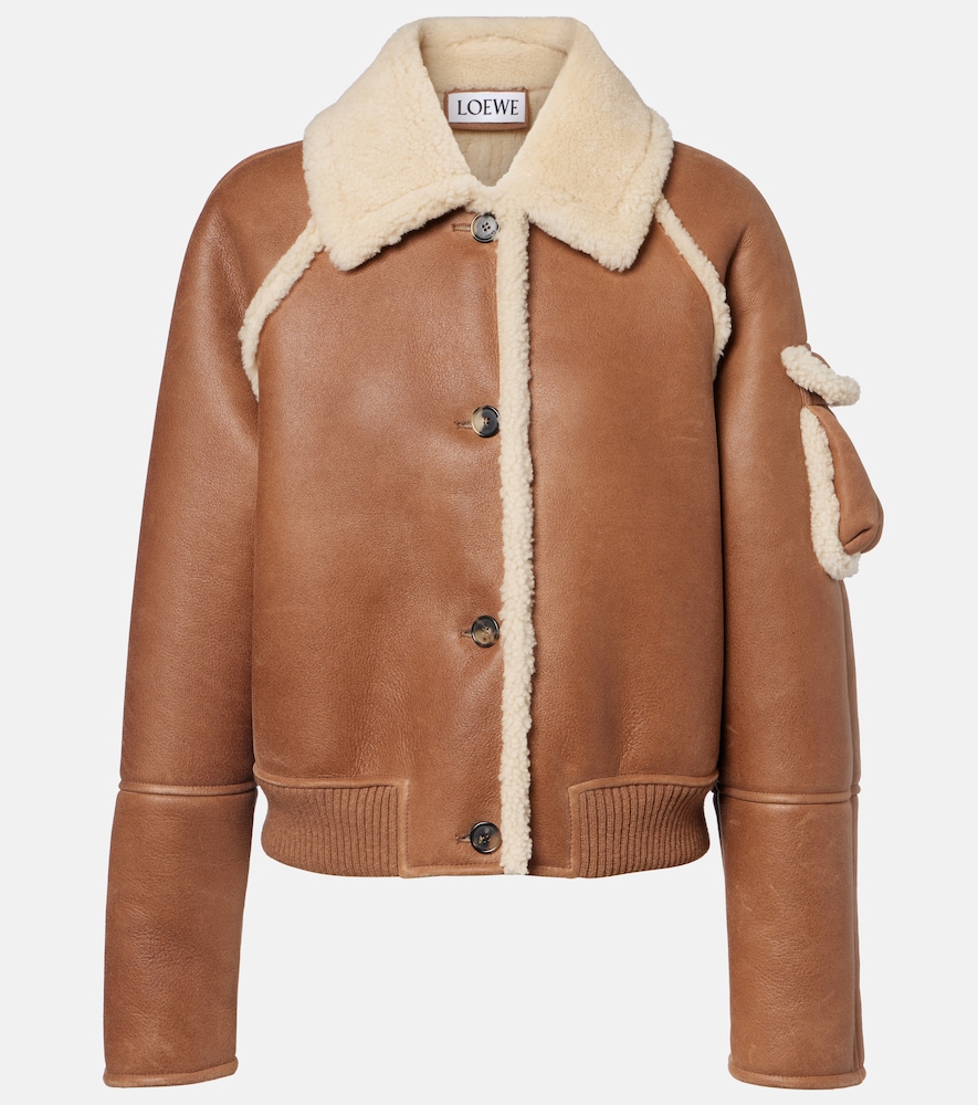 Loewe Lederjacke mit Shearling, Damen, S Braun