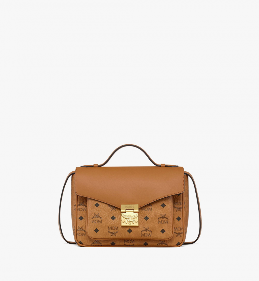 MCM Tracy Satchel in Visetos-Leder-Mix Damen COGNAC