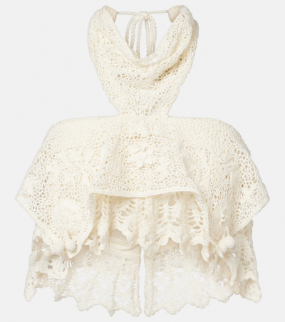 Isabel Marant Cropped-Top Dunvel aus Häkelstrick, Damen, DE 32 Weiß