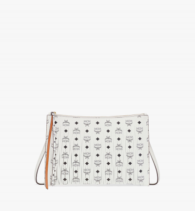 MCM Aren Umhängetasche aus Leder mit Monogramm-Print Damen WHITE
