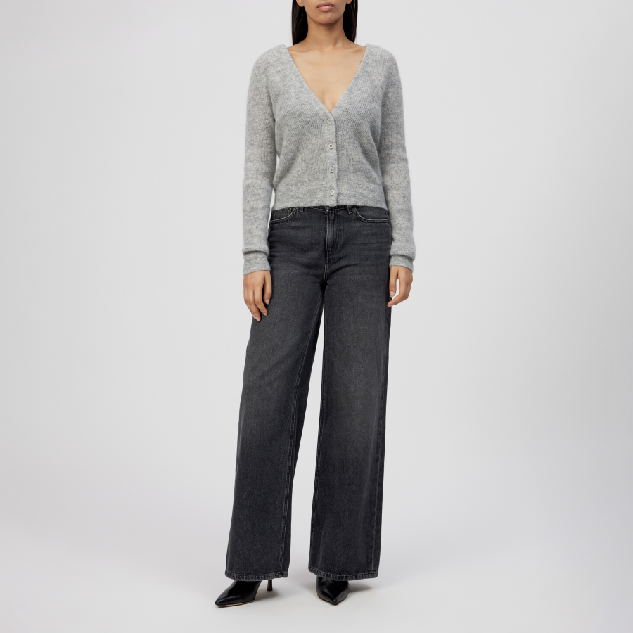 DRYKORN GERTIJA Strickjacke in luxuriösem Suri Alpaka-Mix grau S