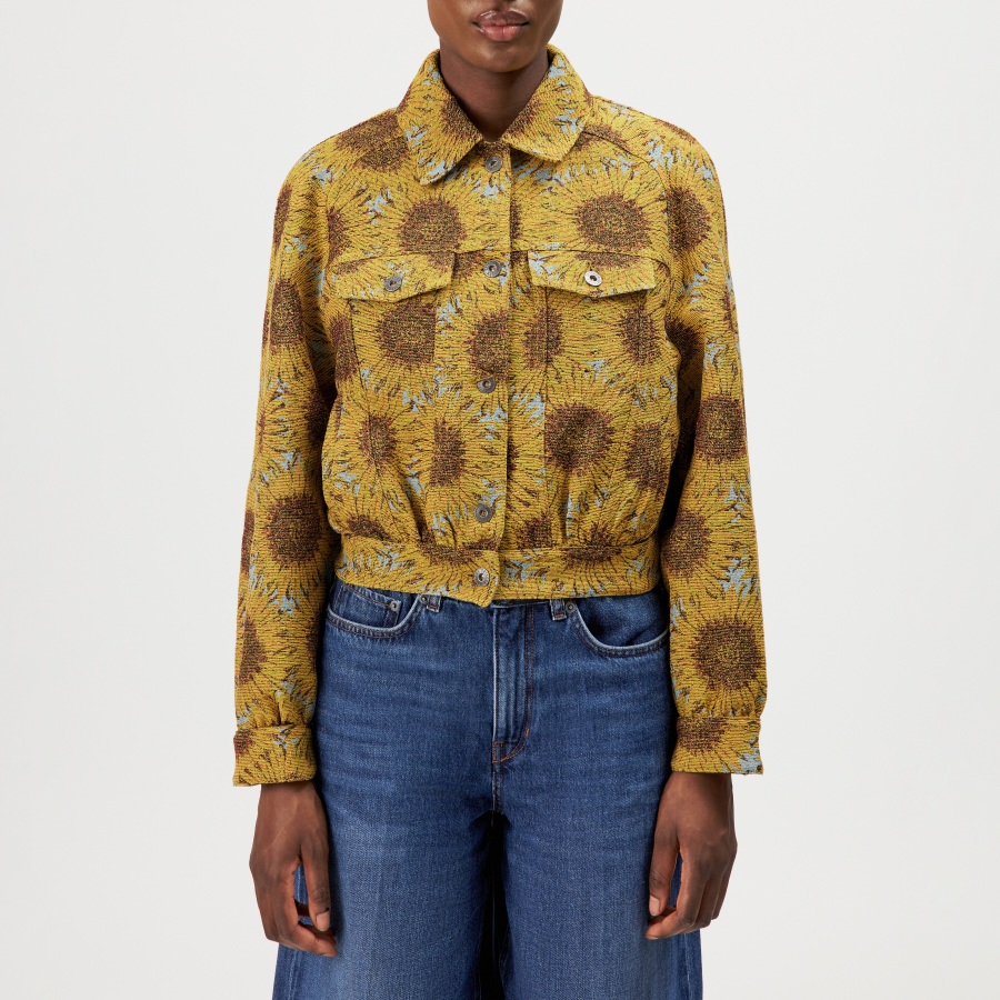 DRYKORN MARWICK Relaxed Fit Jacke in Jacquard mit Sonnenblumen gelb 1