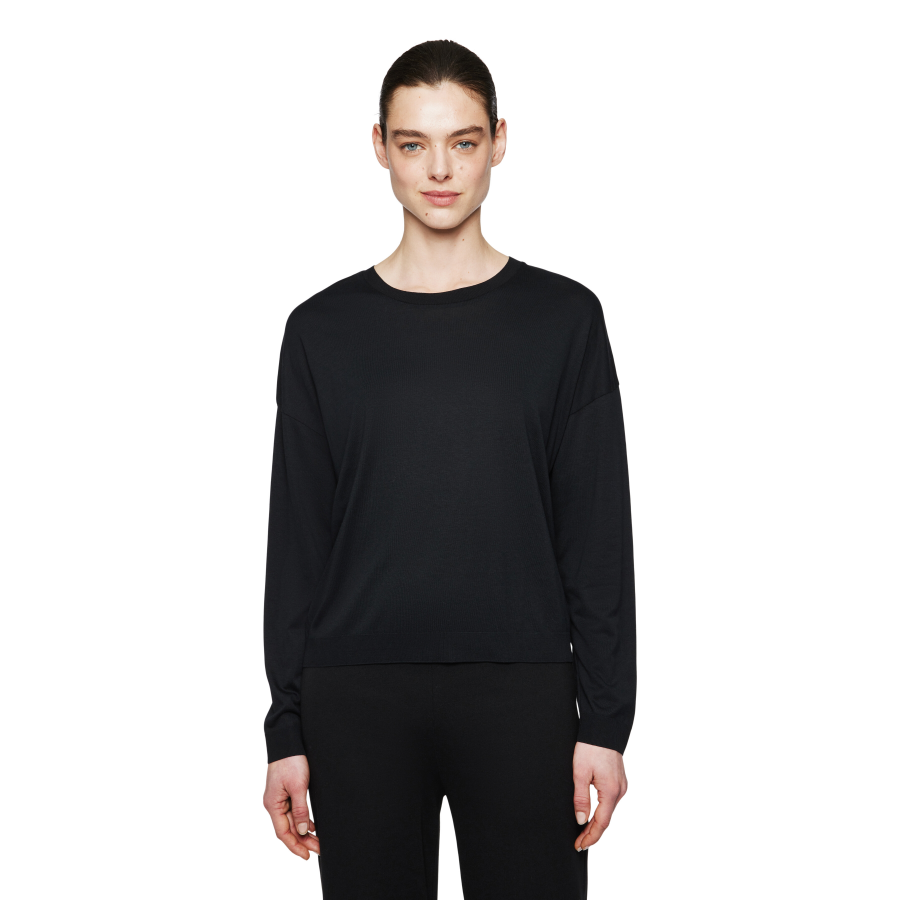 DRYKORN CESIDIE Longsleeve mit Rundhals in Jersey-Mix schwarz XS