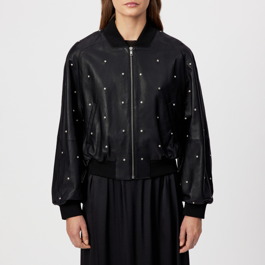 DRYKORN MARHAM-1 Blousonjacke mit Swarovski® Kristallen in Leder schwarz 5
