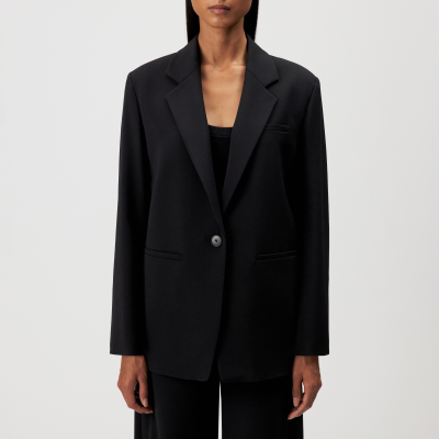 DRYKORN MOWTIE-N Lässiger Einreiher-Blazer in Twill schwarz 1