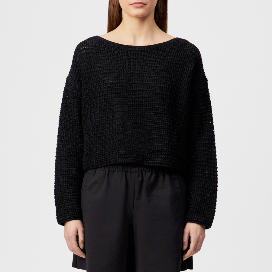 DRYKORN IMENIA-2 Oversized Cropped Pullover in Grobstrick schwarz XS