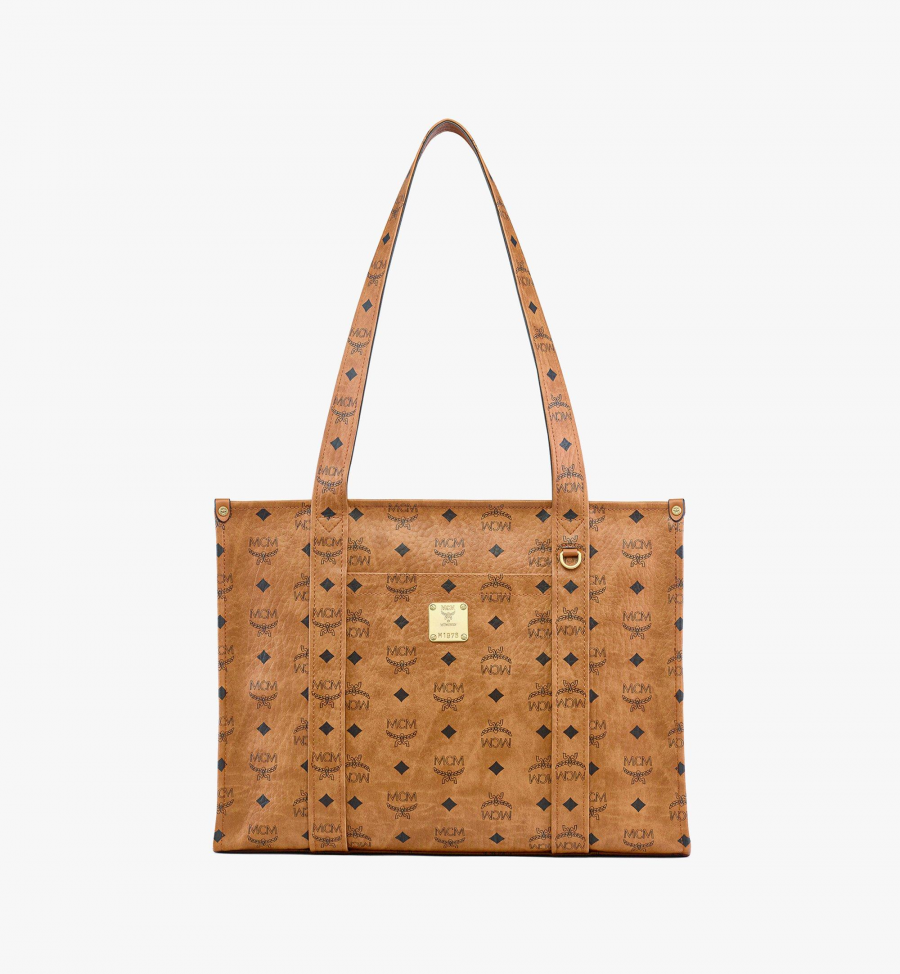 MCM Aren School Bag Tragetasche in Visetos Damen COGNAC