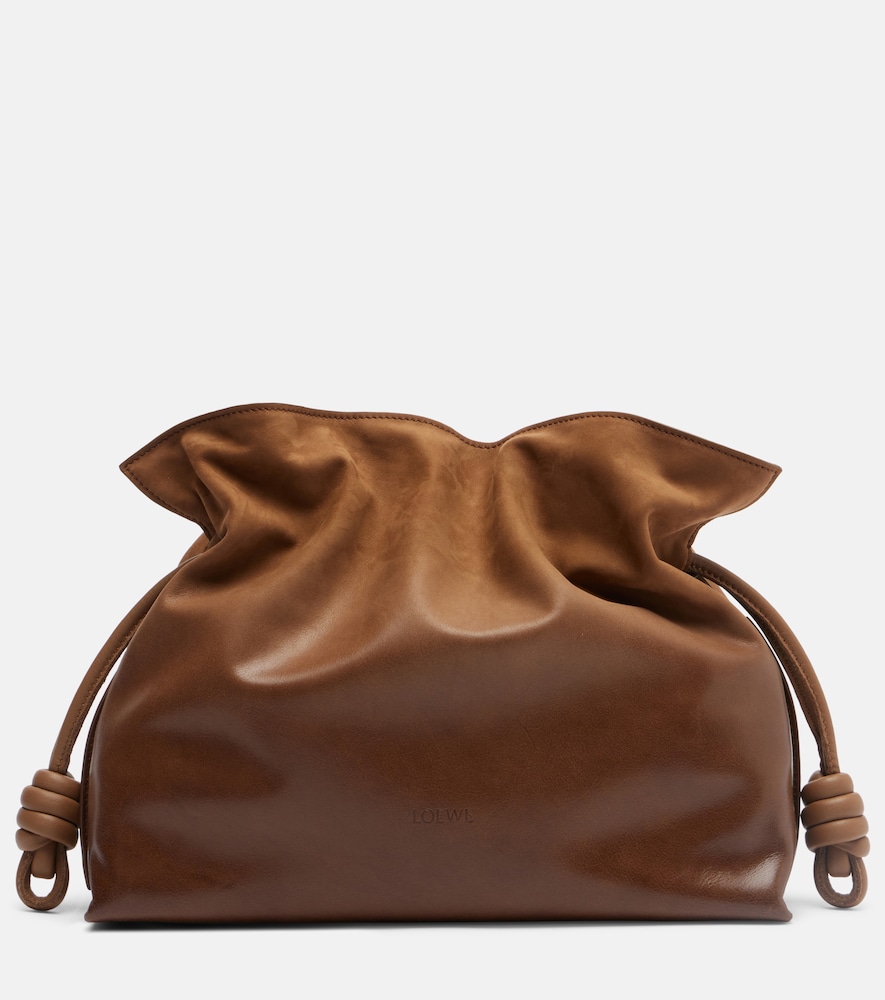 Loewe Clutch Flamenco Medium aus Veloursleder, Damen, Eine Größe Braun