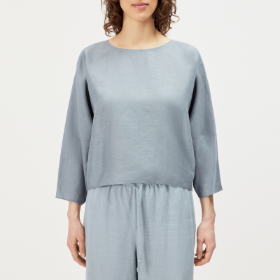DRYKORN NIALINI T-Shirt Bluse in reiner Leinenqualität blau 1