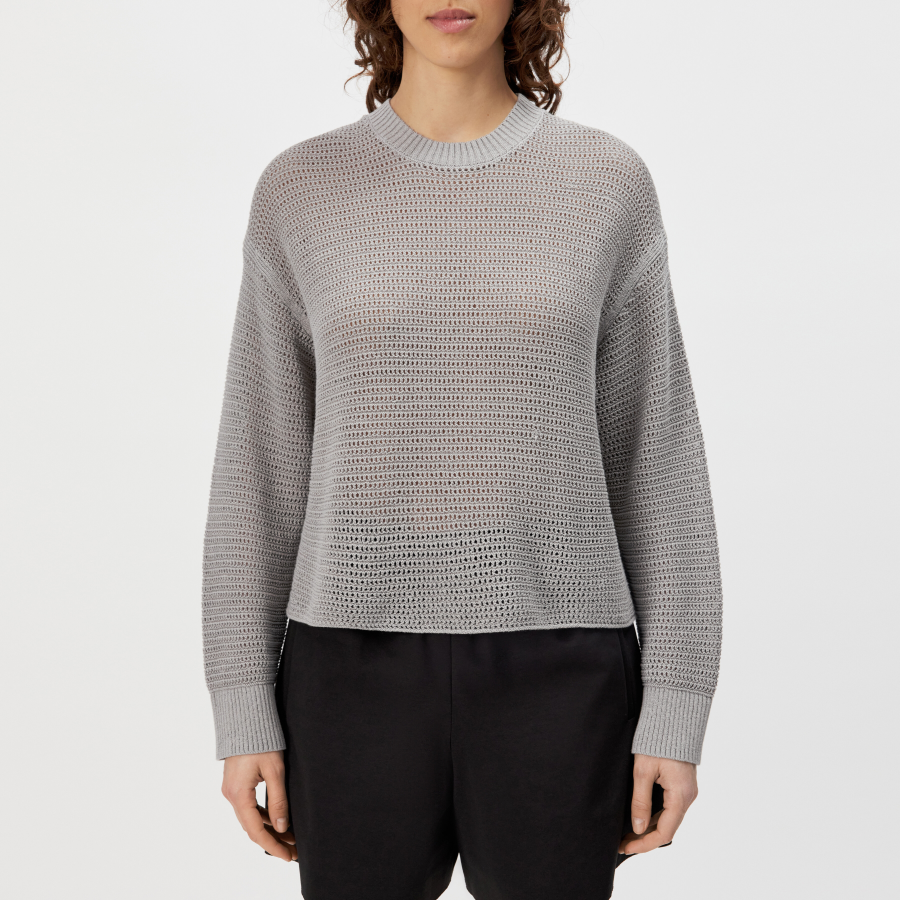 DRYKORN MALESE Verkürzter Pullover in Baumwoll-Mix grau XS