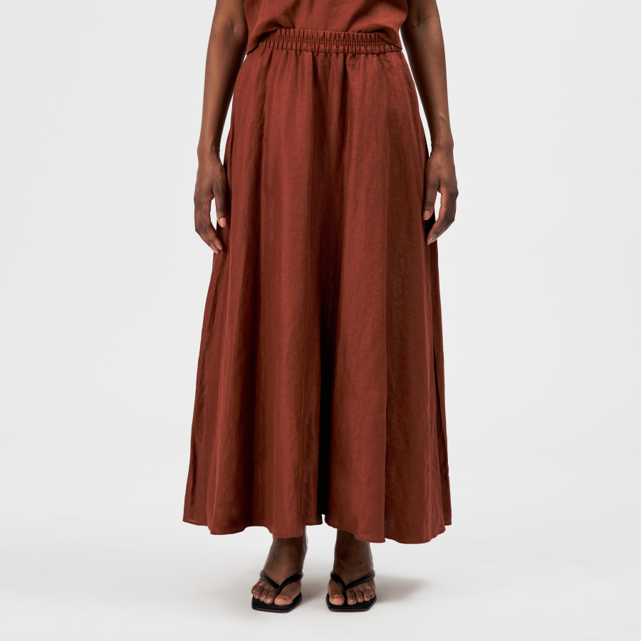 DRYKORN QERIME Falten Rock in reinem Leinen rot XS